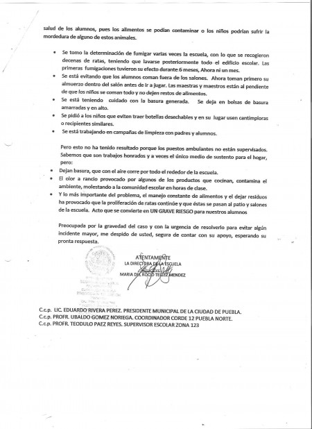 Solicitud de apoyo ante riesgo sanitario en escuela Vicente Guerrero. Doc 2.