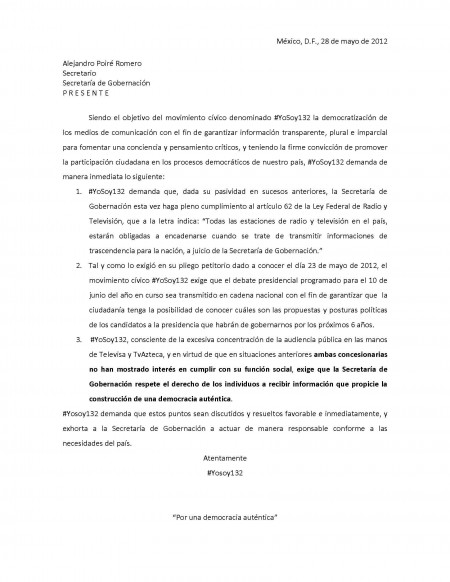 Carta a Segorb de #Yosoy132