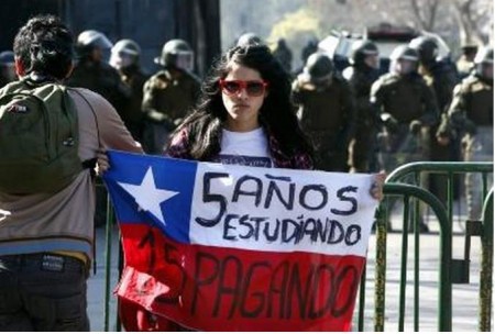 Manifestaciones de estudiantes en Chile.