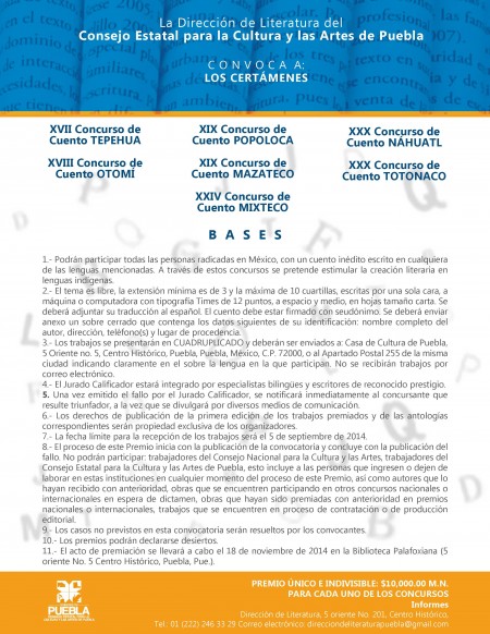 Convocatoria 2014. Cuento en Lenguas Originarias