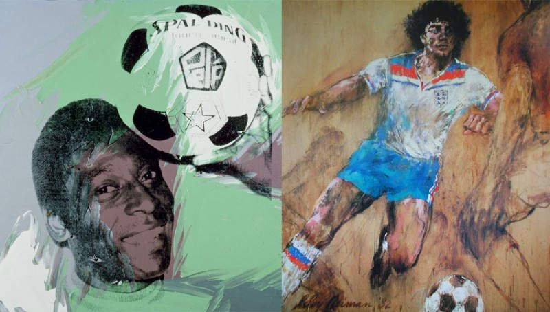 Pelé. Imagen tomada de la página tpr.org | Harrods Knightsbridge, Soccer de L. Neiman. Imagen tomada de kerrisdalegallery.com