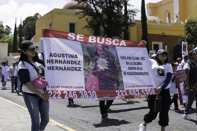 Marcha del colectivo Voz de los Desaparecidos en Puebla, por las personas desaparecidas. Día Internacional de las Víctimas de Desapariciones Forzadas. 30 de agosto 2025. Foto: Marlene Martínez