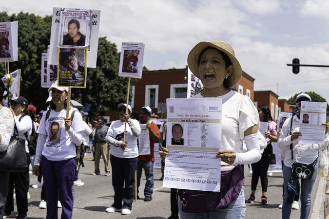 Marcha del colectivo Voz de los Desaparecidos en Puebla, por las personas desaparecidas. Día Internacional de las Víctimas de Desapariciones Forzadas. 30 de agosto 2025. Foto: Marlene Martínez