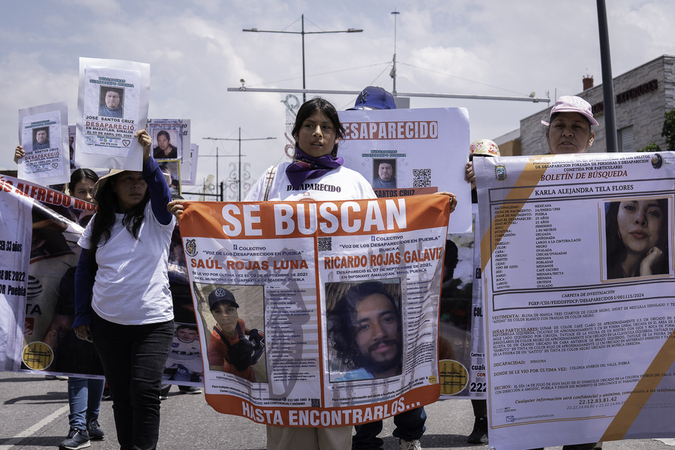 Marcha del colectivo Voz de los Desaparecidos en Puebla, por las personas desaparecidas. Día Internacional de las Víctimas de Desapariciones Forzadas. 30 de agosto 2025. Foto: Marlene Martínez