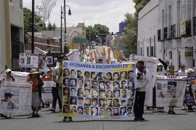 Marcha del colectivo Voz de los Desaparecidos en Puebla, por las personas desaparecidas. Día Internacional de las Víctimas de Desapariciones Forzadas. 30 de agosto 2025. Foto: Marlene Martínez