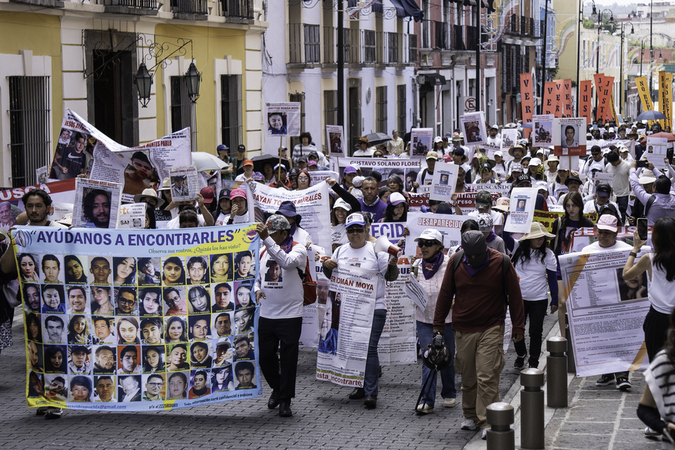 Marcha del colectivo Voz de los Desaparecidos en Puebla, por las personas desaparecidas. Día Internacional de las Víctimas de Desapariciones Forzadas. 30 de agosto 2025. Foto: Marlene Martínez