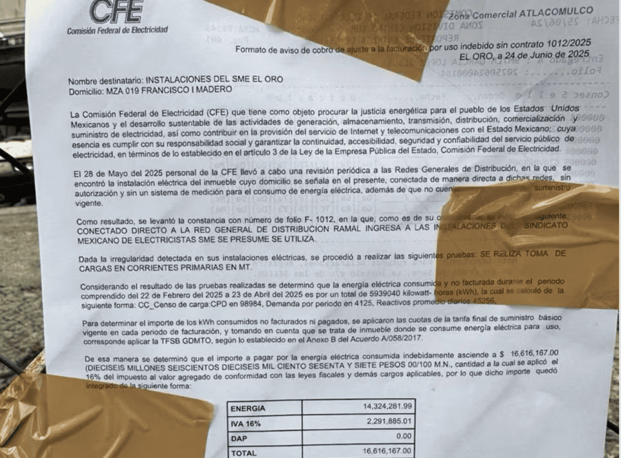 SME, CFE, huachicol eléctrico